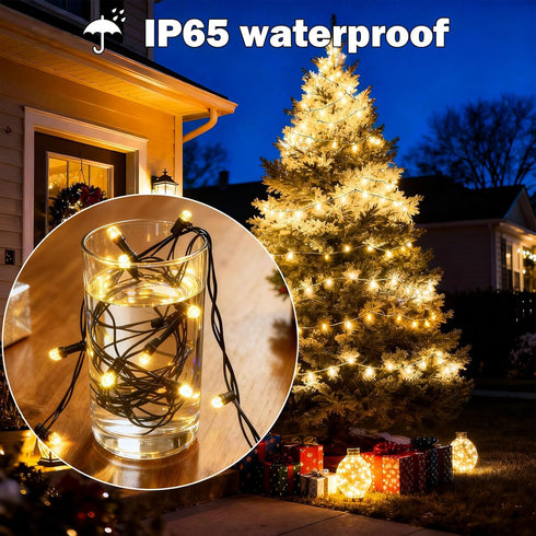 4 Pack 10M 400LED 8 IP65 Solar Christmas Lights Outdoor, Total Solar String Lights for Outside, Modes Waterproof