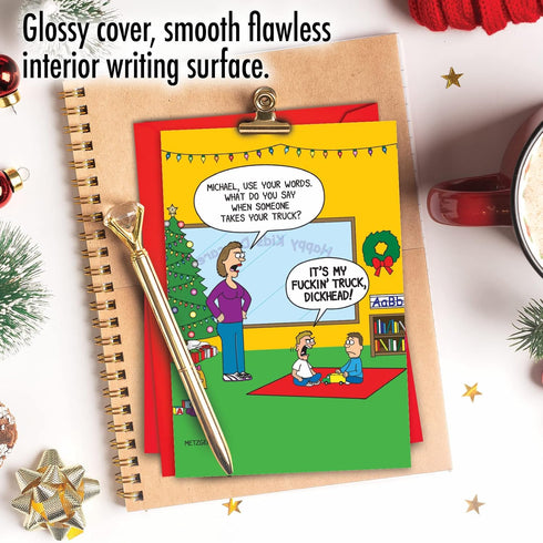 NobleWorks Funny Christmas Card with 5 x 7 Inch Envelope - Merry Christmas Holiday F'in Dickhead 1533