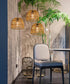 Bulb 4*AA Outdoor Pendant Light Chandelier for Gazebo Battery Operated Boho Hanging Lamp Handmade Rattan Decorative