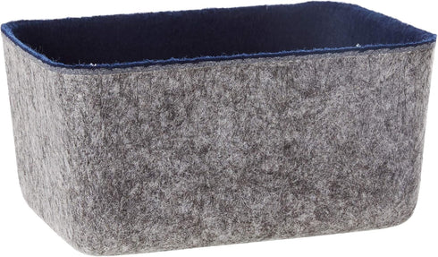 Three by Three Seattle Felt Storage Bin 6x4x2.5 Inch for Office, Craft Room, Living Room, Bedroom (Navy)