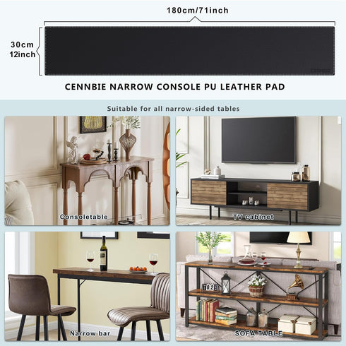 70.8 11.8 Inches CENNBIE Console Table Leather Cover - x Sofa Table Narrow Long Mat - TV/Media/Gaming/Center Console