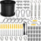 Yawuztu 164FT Black Vinyl-Coated 304 Stainless Steel Cable Heavy Duty String Lights Hanging