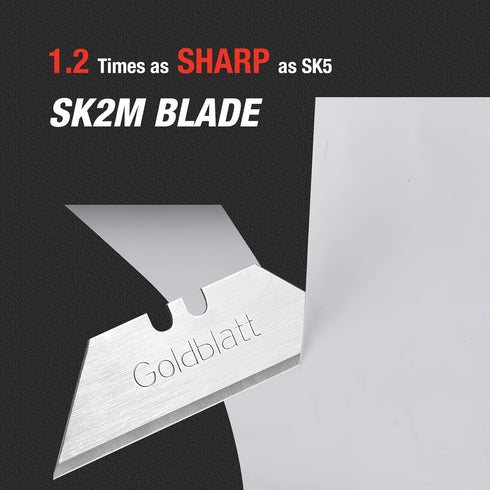 Goldblatt 100-Pack Utility Blades, Premium Tempered SK2M Steel with Dispenser, G08283