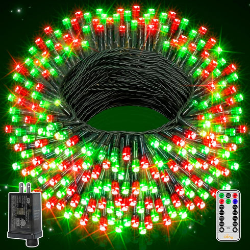 Ollny Christmas Lights 400LED 132FT, Remote Plug-in Red & Green Tree Lights