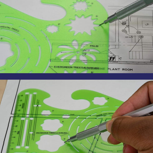 Pacific Arc Landscape Template Guide with Trees, Shrubs, Hedges, Fences, and Terraces