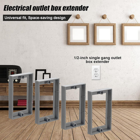 4pcs 1/2 Inch Single Gang Outlet Box Extender, Electrical Outlet Extender for Electrical Box and Switches (Gray)