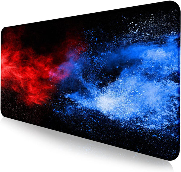 Large Extended Gaming Mouse Pad, Non-Slip Waterproof Rubber Base, Stitched Edges, Colorful Starry Sky