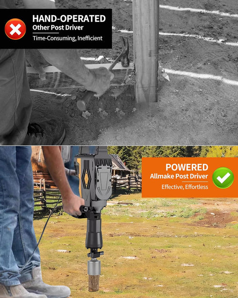 Heavy Duty T Post Driver, 2 Inch SDS Max Automatic Fence Post Driver with Ground Rod Driver Adapter Bits