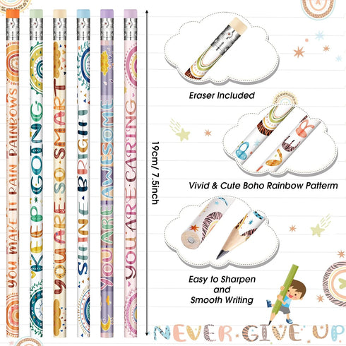 Funrous 60 Pieces Motivational Pencils, Bulk Fun Pencils for Kids with Inspirational Sayings for Classroom