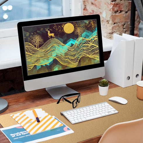 Protector(31.5 15.7 Inches) Bloss Gold Desk Mat, PU Large Mouse Pad for Desk, Desk Matt for Desktop, Desk Pad Mat