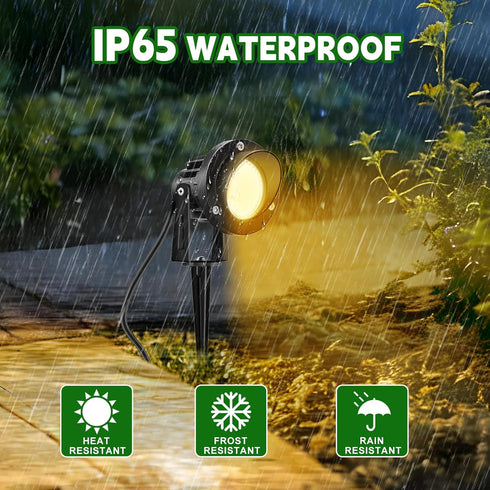 3000K White,12W 120V IP65 2Pack Romwish Outdoor Spotlight Warm LED Spot Lights Outdoor for Yard Garden Tree, Plug