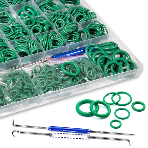 595 Pcs Metric and SAE Air Conditioning O-Ring Kit for Automotive A/C and Plumbing Seal Repairs