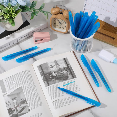 Fuutreo 60 Pack Pastel Highlighters, Bright Color Chisel Tip Dry Quickly Safe Pens for Adults Home School Office (Blue)