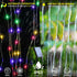 10 10Ft 300LED 8 Dimmable Solar Curtain Lights Outdoor x Waterproof Waterfall Light with Modes Remote USB Rechargeable