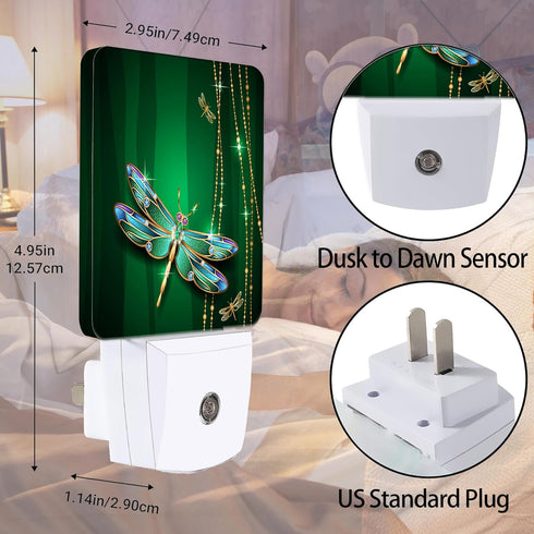 Mystical Dragonfly Night Light Plug in Wall Lamp Smart Dusk to Dawn Sensor for Home Decorative, Kids Room Bedroom