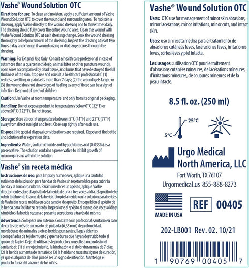 Vashe 8.5 Oz Wound Solution OTC | Pure Hypochlorous Acid-Preserved Wound Cleanser | Home Wound Care | Non-Cytotoxic