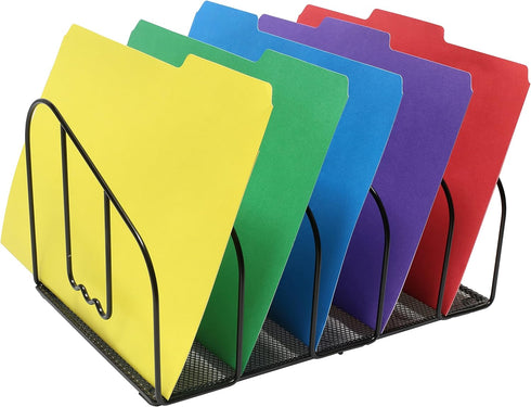 Deco Brothers Black File Sorter Organizer for Desk, 5 Sections