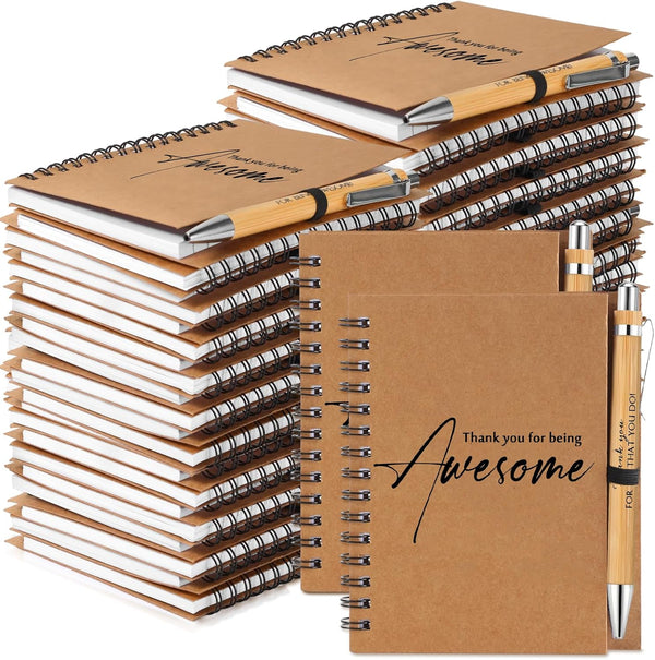 Honoson Inspirational Spiral Notebooks with Pen Set, 4 x 6 Inch, Thank You Gifts for School Teacher Employee