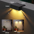 8 IP65 4 Pack Ellasay Solar Fence Lights Outdoor: Lighting Modes with RGB Solar Powered Deck Light - Waterproof - Wall