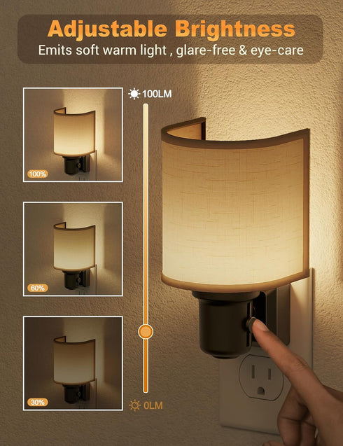 Dimmable, 3000K 0-100LM JandCase Night Lights Plug into Wall, LED Night Light Nightlight with Auto On Off Light Sensor