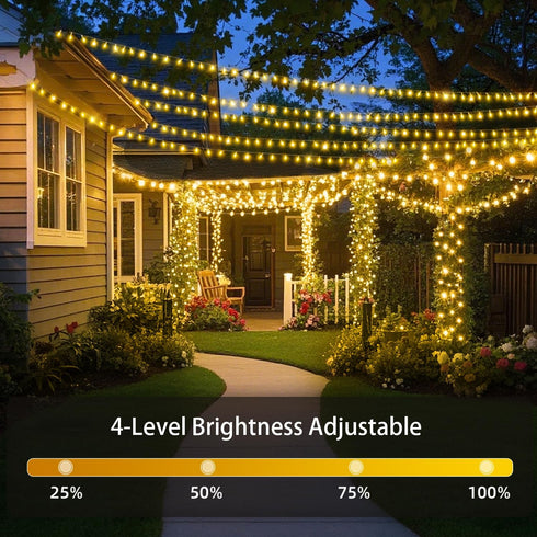 200 500 8 FT LED Christmas Lights Outdoor Fairy Lights Plug In Extra Long String Lights Clear Wire Waterproof Modes