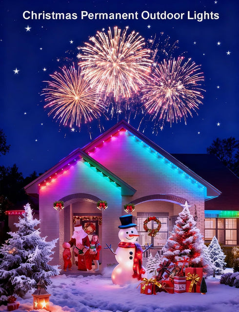 50Ft 30 209 IP67 CCILAND Permanent Outdoor Lights, LED Eternity RGB&IC Smart Eaves Lights with Remote App Scene Modes