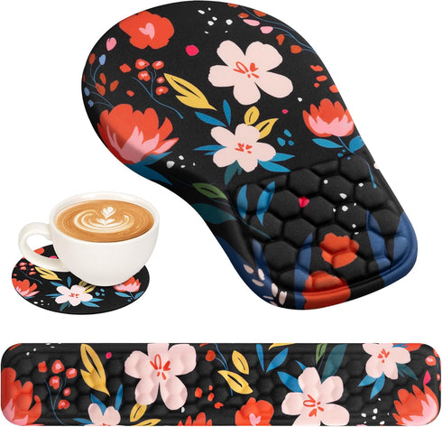 EYROZILL 3 in 1 Ergonomic Mouse Pad and Keyboard Wrist Rest, Cute