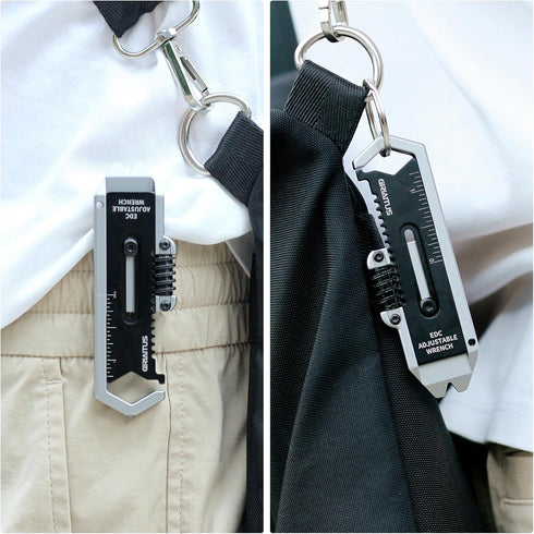 9 1 Small Multitool Wrench in Pocket Adjustable Wrench for Screw with Mini Pry Bar Nail Puller Keychain Tool Caliper
