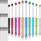 Chivao Metal Beadable Pens, Assorted Colors, Bulk Bead Pens, Black Bling Ink, 10 Pieces with Refills