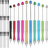 Chivao Metal Beadable Pens, Assorted Colors, Bulk Bead Pens, Black Bling Ink, 10 Pieces with Refills