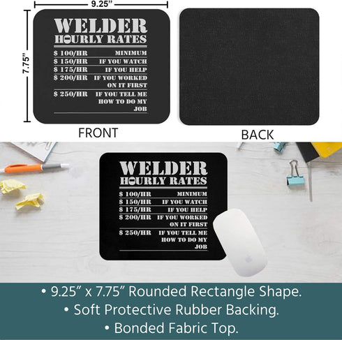 Funny Gag Sarcastic Mousepad Welder Hourly Rate Funny Welding Worker Employees Coworker Men Women Gift Office Poster Black Computer Mouse mat Mouse Pad 9.25 x 7.75 Inch by xPuffer