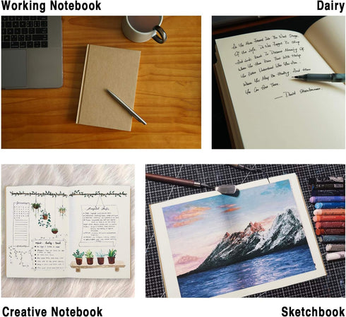 LABUK 4 Pack Blank Notebook Bulk, 120 Sheets Sketch Book, 100gsm, 5.6"x 8.3" Hardcover Sketchbook for Office School