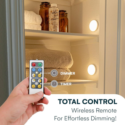 6 Pack Closet, Counter, Brilliant Evolution Stick On Push Lights - Remote Controlled LED Lights Under Cabinets - DIY