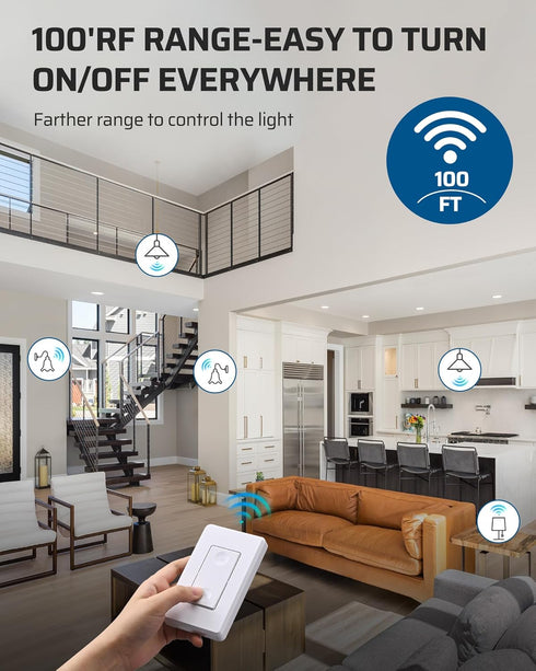 Bulb E26/E27 Listed(2 Remote+4 DEWENWILS Remote Control Light Socket, Wireless Light Socket Switch Kit, Remote Light