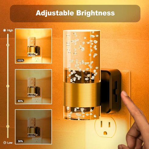 2 Pack Dimmable JandCase Night Light, Automatic Night Lights Plug into Wall, LED Night Light with Adjustable
