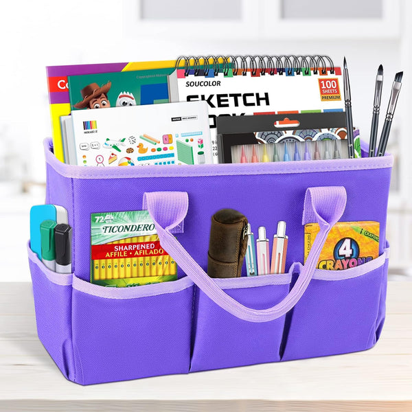 Godery Desktop Tote and Stock Organizer for Arts, Books, Stationery, and Office Desk, Makeup Storage Tote with Handles