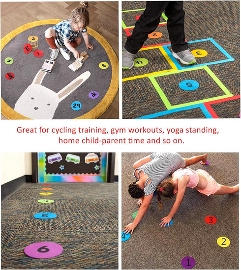 Carpet Dots with Alphabet A-Z, 4 Inch Circle Velcro Floor Dots, 6 Colors for Teacher Preschool Classroom