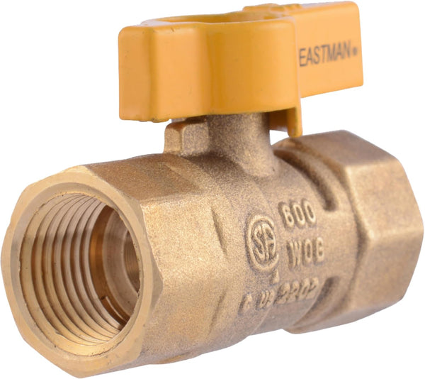 Eastman 1/2 Inch FIP Gas Ball Valve, Brass Connectors for Natural Gas and Liquid Propane, 60009B