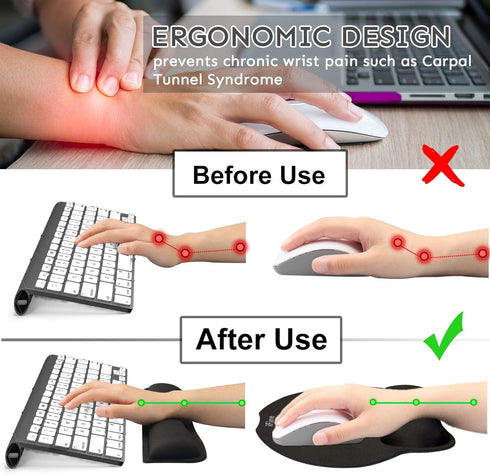 iFine Upgrade Enlarged Superfine Fiber Memory Foam Ergonomic Mouse Pad & Keyboard Wrist Rest for Desktop, Laptop