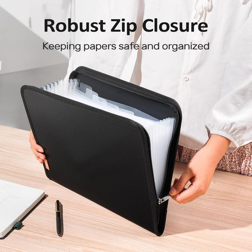 Sooez Accordion File Organizer - Pink - 13 Pocket Expanding File Folder Organizer, Reinforced Plastic, A4 Letter Size