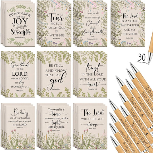 Ctosree 60 Pcs Christian Gift Bulk Inspirational Notebook - Women Prayer Journal with Bamboo Pen for Church Gifts