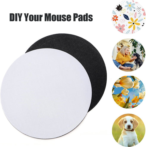 Nicunom 40 Pcs Sublimation Mouse Pad Blanks, Round Mouse Pad Heat Press Printing Crafts Mousepads DIY Personalized