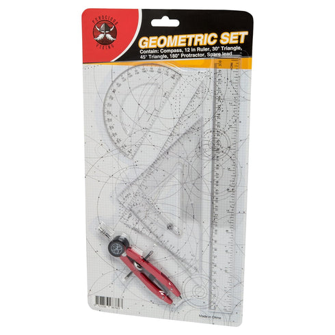 Protractor and Compass for Kids Geometry with Rulers and Two Set Squares