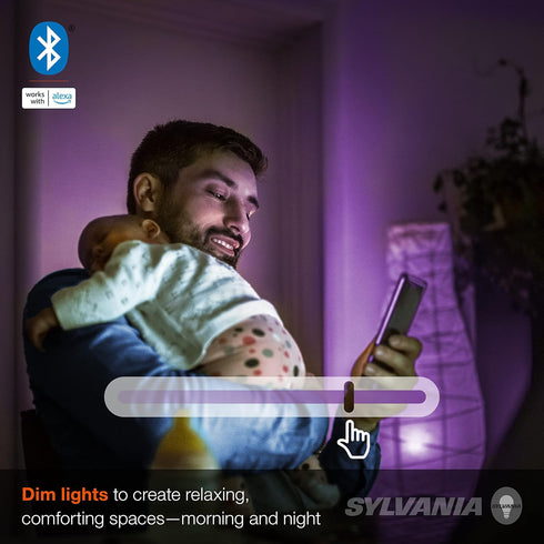 Sylvania Smart Light Bulb, Bluetooth Mesh LED Bulb, Compatible with Alexa & Google Home, A19, 60W Equivalent, E26, RGBW