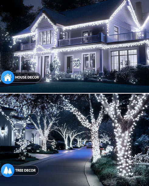 2 Pack 144Ft 400 8 Brightown Solar Christmas String Lights Outdoor, Total LED Twinkle Fairy Lights Waterproof
