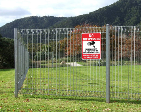 2 Pack No Trespassing Sign, 10 x 7 Inches Metal Reflective Sign for Indoor or Outdoor Use, CCT