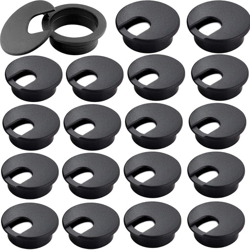 2" White Plastic Desk Grommet, HNBun 20 Pack Cable Wire Grommet for Tidy Cable Hole Cover Organizers (50mm Mounting