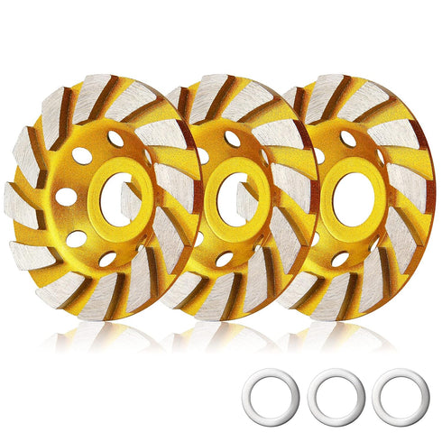 3 Pieces 4 Inch Diamond Cup Grinder, Heavy Duty Turbo Diamond Grinding Cup Wheel for Angle Grinder