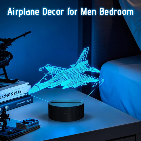 3D 7 Anywin Warplane Night Lights,Kids Airplane Night Light Bedside Lamp Fighter Toy Light Colors Changing with Remote