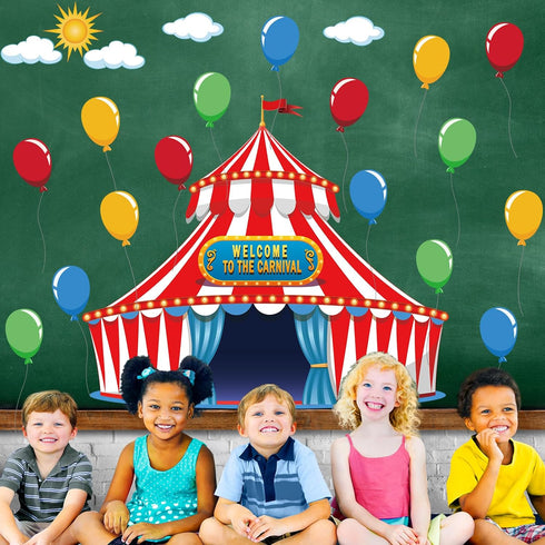 gisgfim Circus Decorations, Carnival Party Bulletin Board Cutouts, Large Carnival Tent Theme Classroom Decor